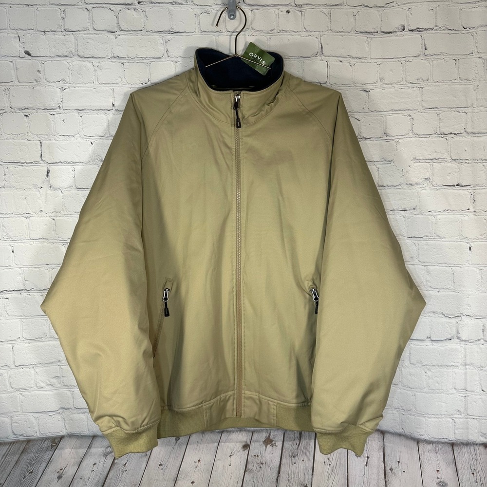 Orvis Cascade Bone Dry Jacket Mens Large Tan Fleece Lined Full Zip 8X04-0153